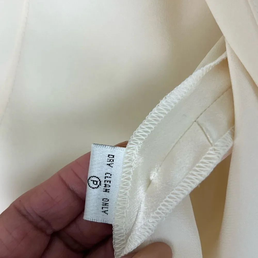 Lafayette 148 New York Cream Silky Wrap Top - Picture 10 of 12